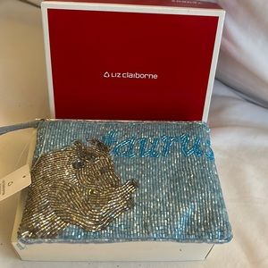 Vintage Taurus astrology Liz Claiborne beaded coin purse
